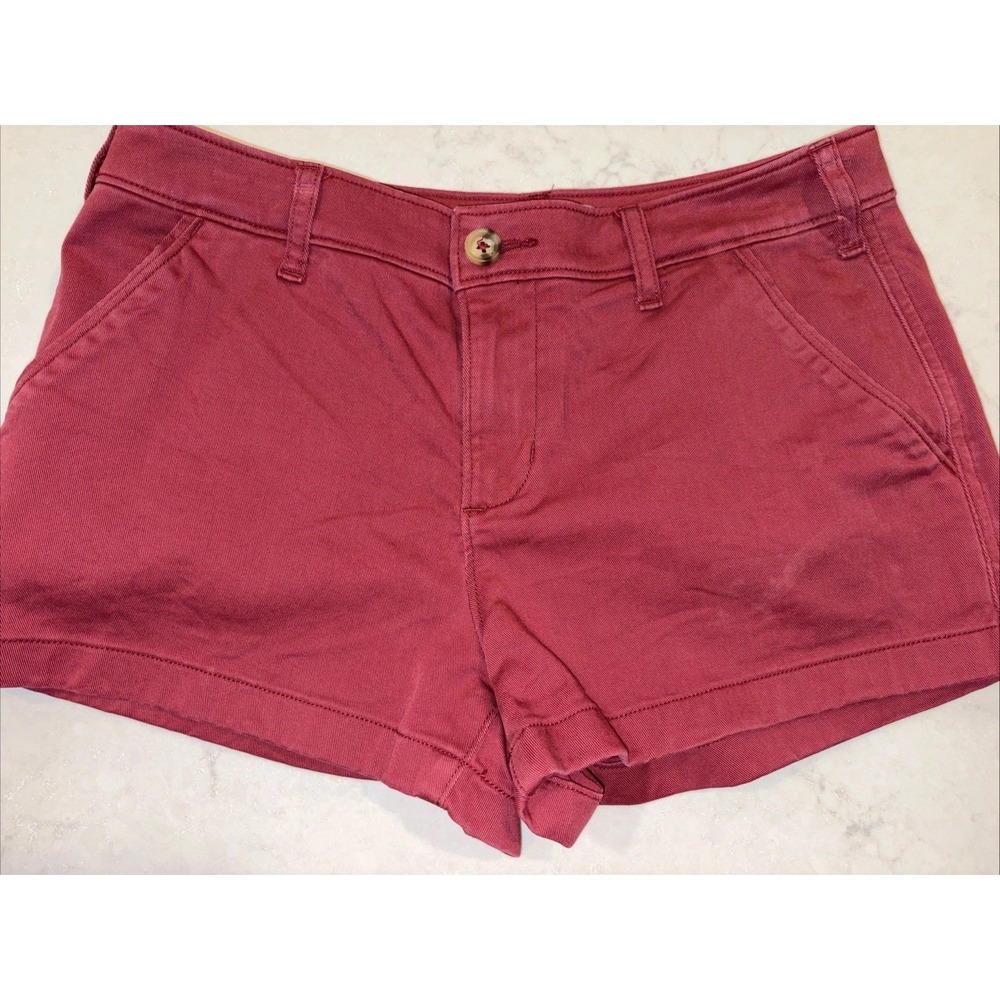 Abercrombie & Fitch Preppy Y2K Micro Mini Chino Shorts Size 2 Red Low Rise